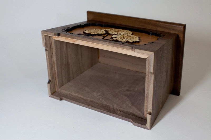Lilies Astoria Cremation Urn with Wood Inlay Art