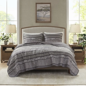 Madison Park Kenneth 3-pc. Reversible Coverlet Set Gray - King-California King