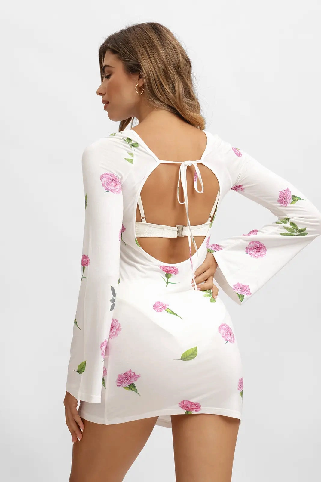 Meredith Open Back Dress / Carnation Mesh FINAL SALE