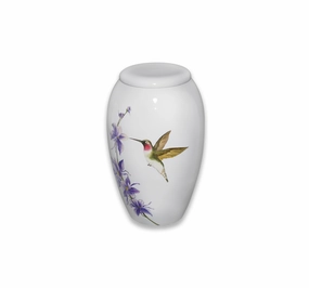 Metal Urn with a Hummingbird Scene