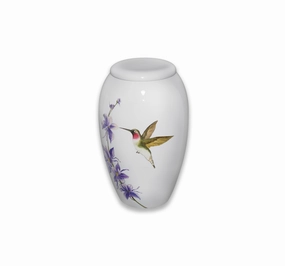 Metal Urn with a Hummingbird Scene