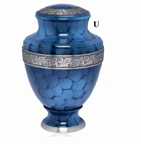 Midnight Iris Blue Brass Cremation Urn