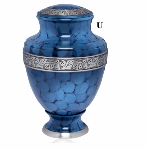 Midnight Iris Blue Brass Cremation Urn