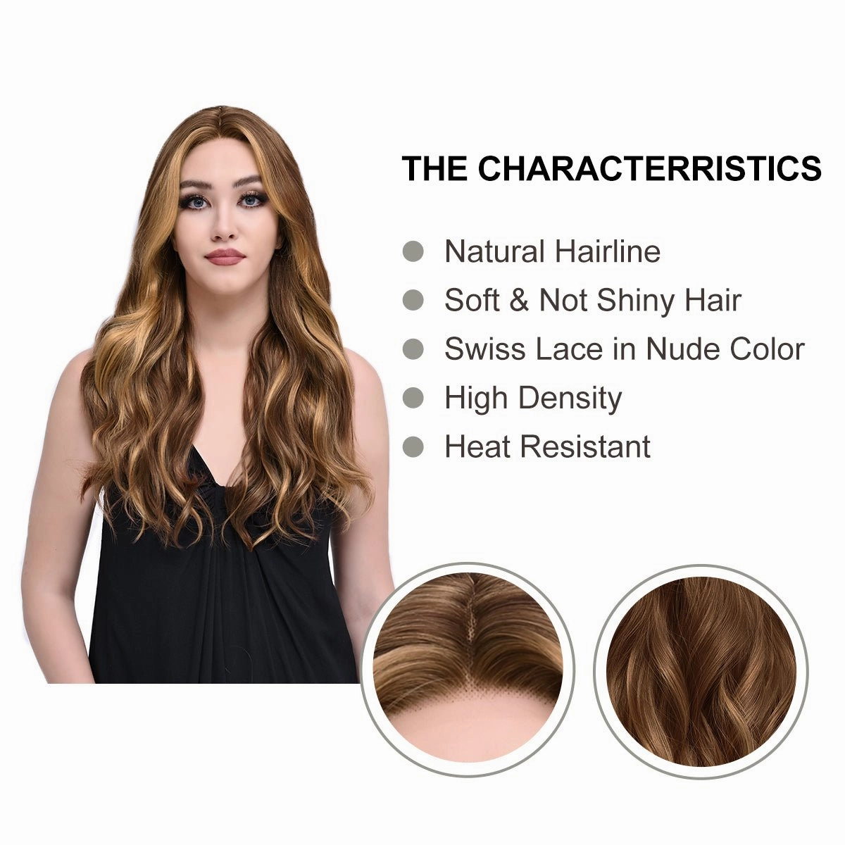 ON-SALE Coco-24 inches Skunk stripe brown body wave lace wigs