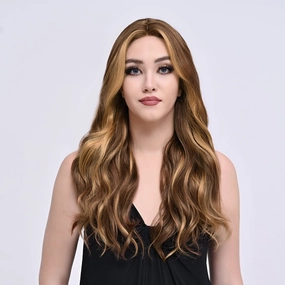 ON-SALE Coco-24 inches Skunk stripe brown body wave lace wigs