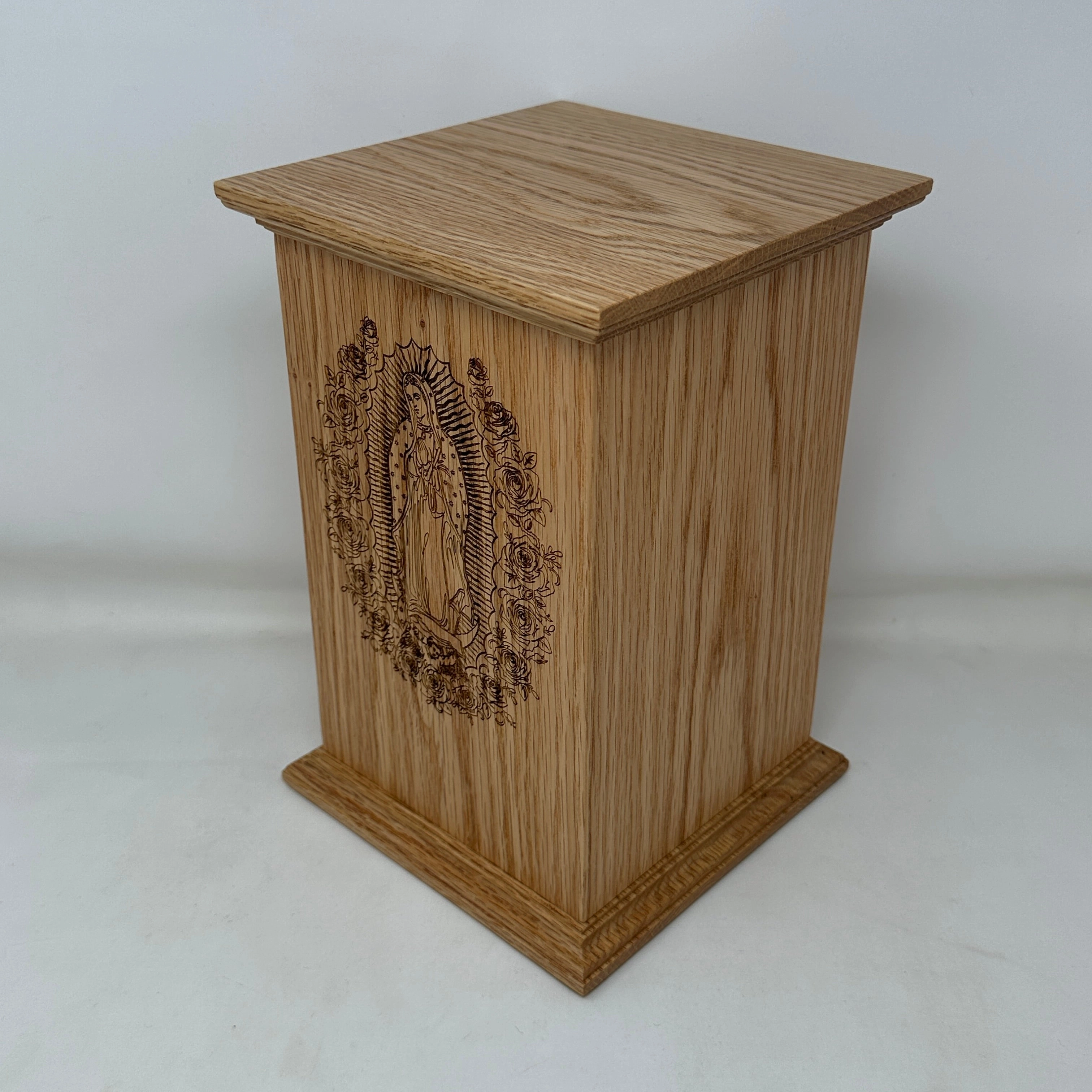 Our Lady of Guadalupe Urn in Oak