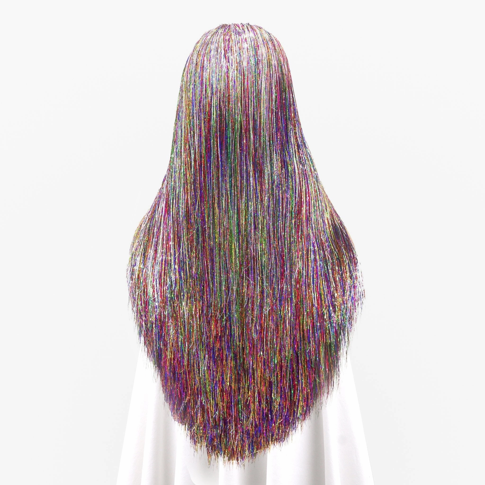 Rainbow Full Tinsel  Long Straight Drag Queen Wig