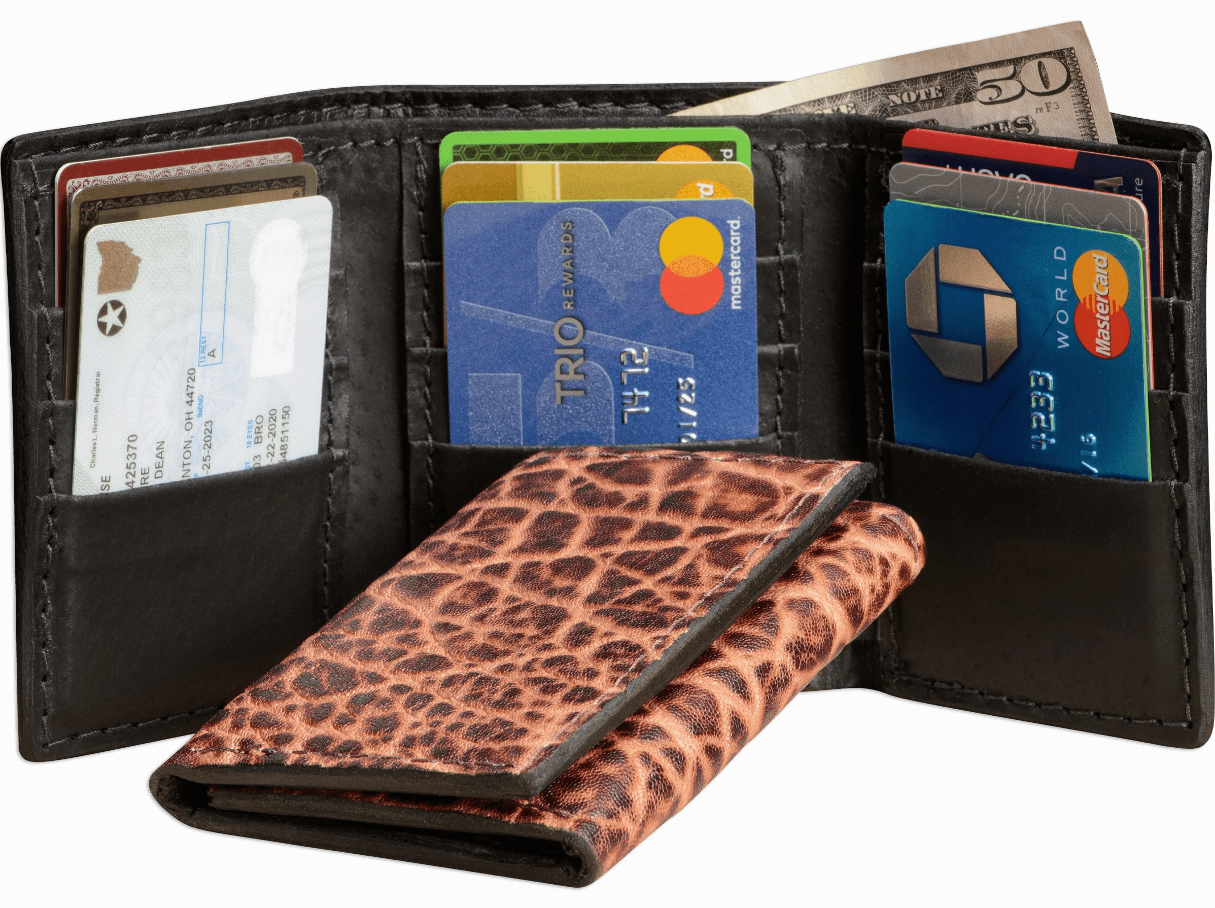 Rustic Brown Elephant Trifold Wallet