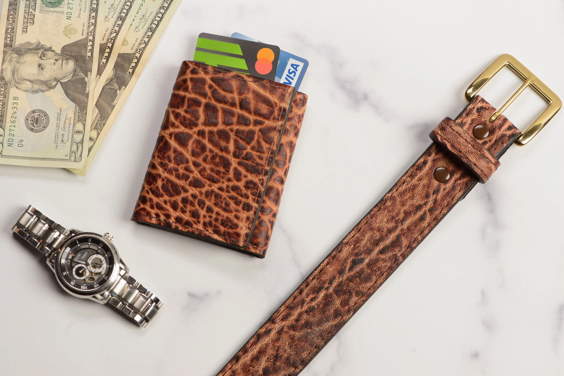 Rustic Brown Elephant Trifold Wallet