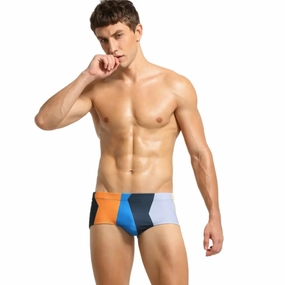 Seobean Men's Low-Rise Color Block Swim Trunks - Quick Dry Swimwear 10801
