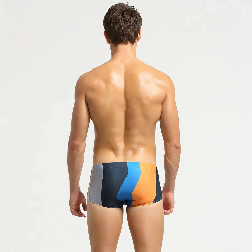 Seobean Men's Low-Rise Color Block Swim Trunks - Quick Dry Swimwear 10801