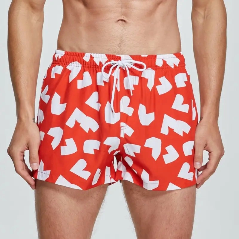 Seobean Men's Quick-Dry Beach Swim Shorts – Printed Board Shorts 241303