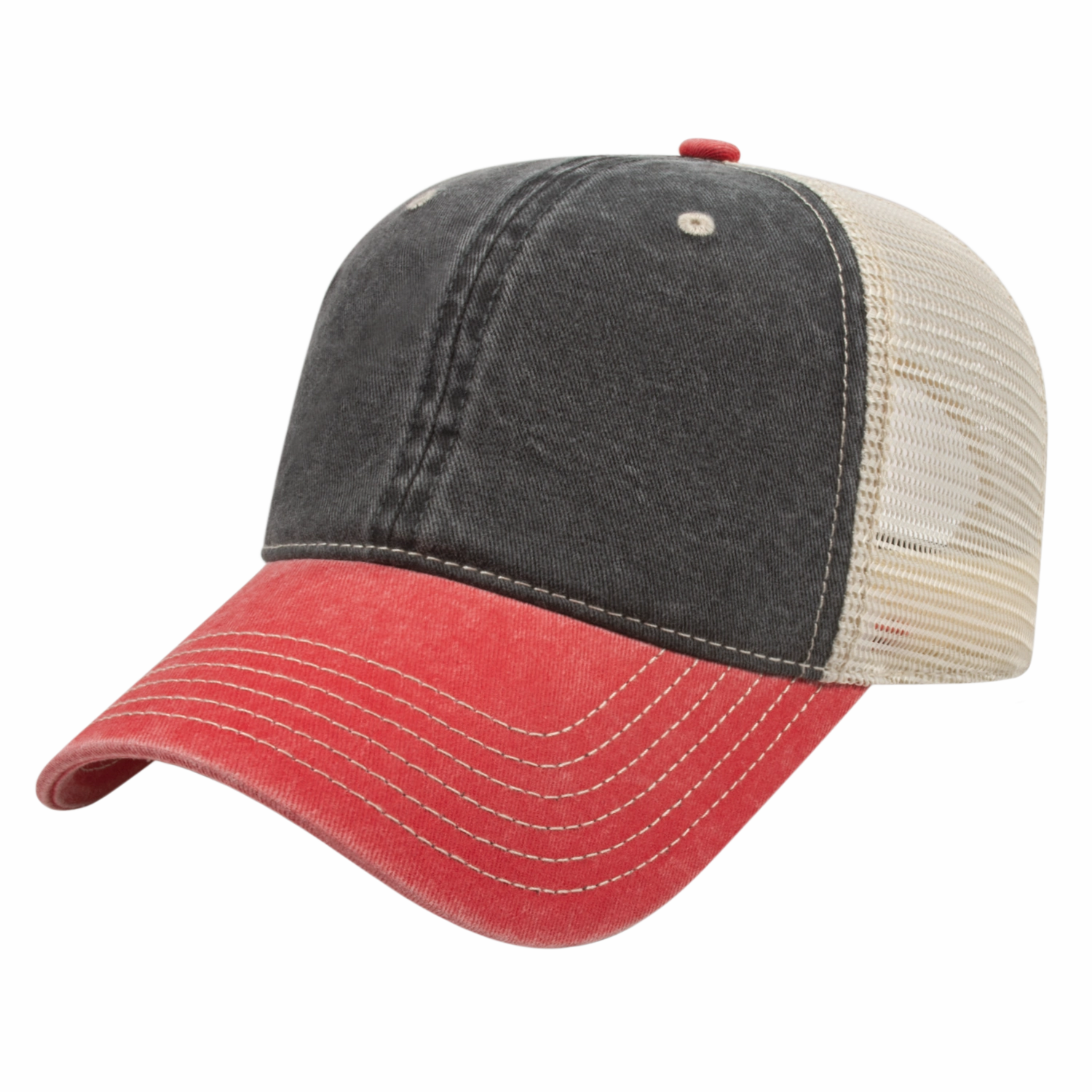 Washed Pigment Dyed with Washed Trucker Mesh Cap